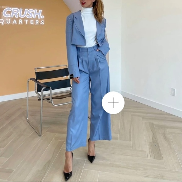 🇨🇦👔Girl Crush Gang Medium Suit Pants Blue Sky Pastel LIKE NEW👔🇨🇦⚜️ - Picture 3 of 9